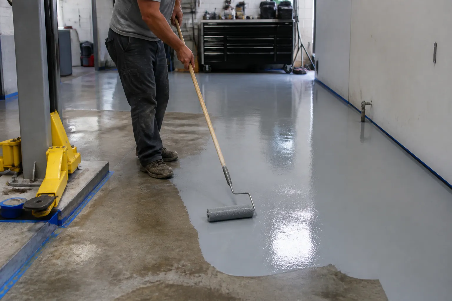 Epoxy Floor Coating Job Site