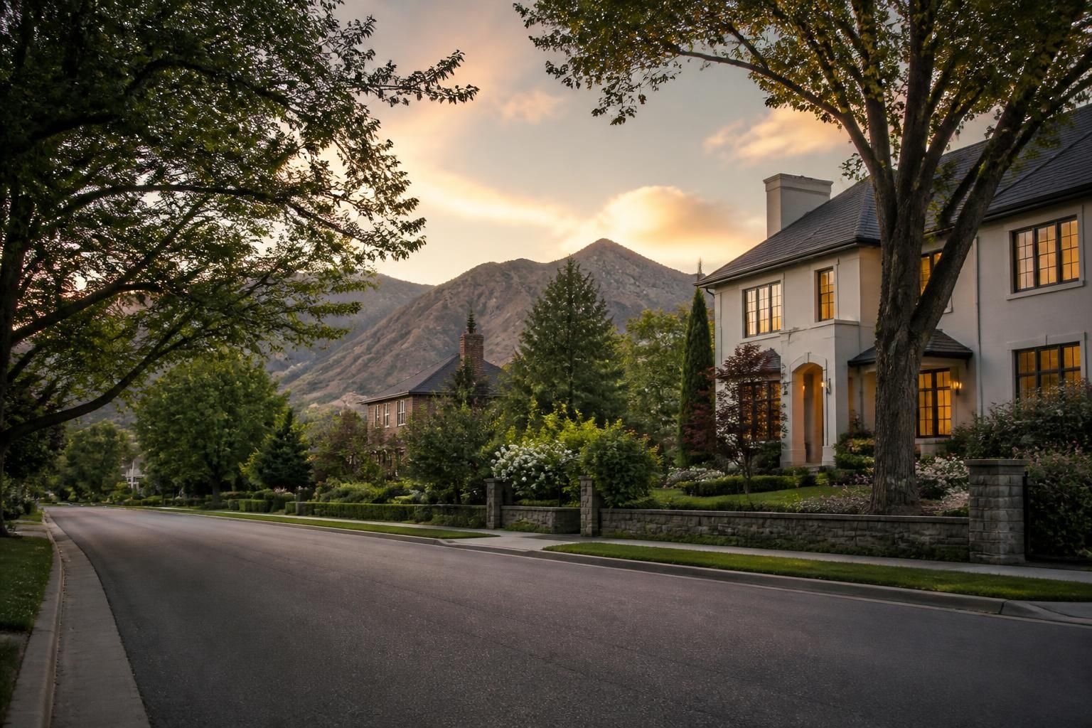 Elegant homes and mature trees in a Holladay district.